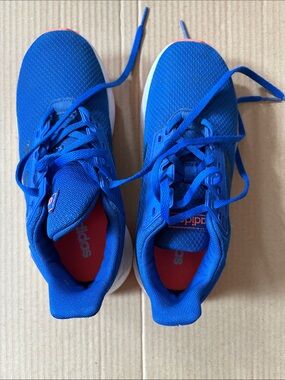 adidas Kids Blue Mesh Athletic Sneakers with Orange Accents